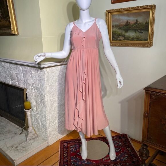 NWT ASOS Barbiecore Pink Ruffled Maternity Midi Sleeveless Dress - Picture 1 of 8